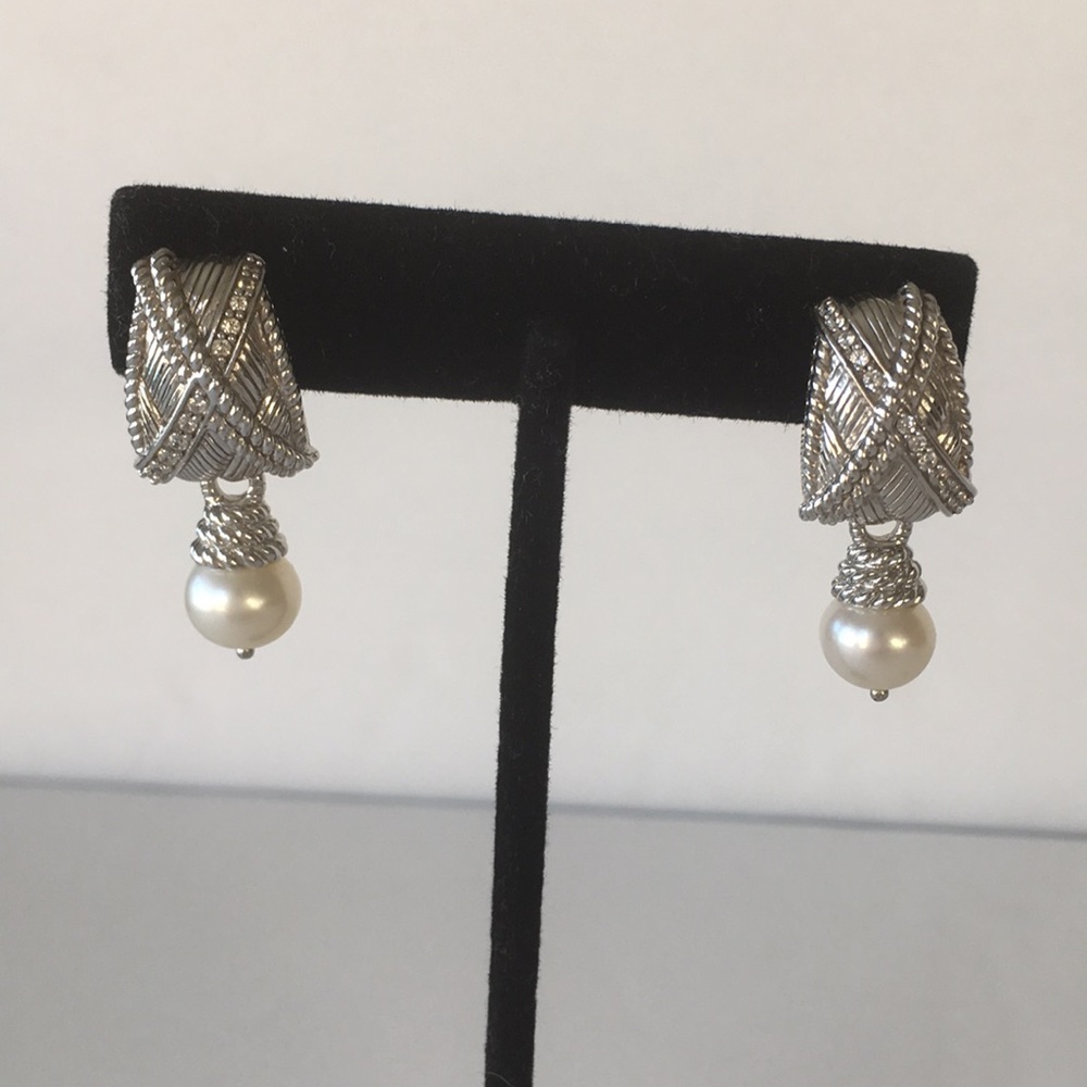 Judith Ripka sterling silver pearl drop earrings